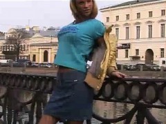 Hot Russian Jeans Miniskirt blonde