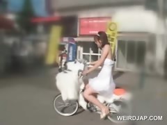 Asian Teen Doll Getting Pussy Wet While Riding The Bike