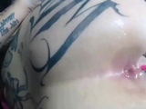 Tattooed Chick fingerfucking herself and loves it